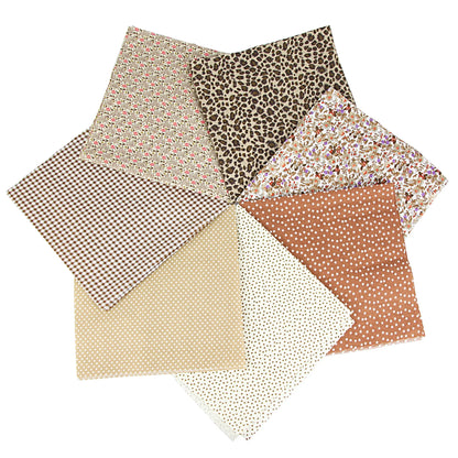7 Piece 25x25CM Cotton Craft Fabric Squares - DIY Bundle for Patchwork, Quilting, Sewing, and Scrapbooking