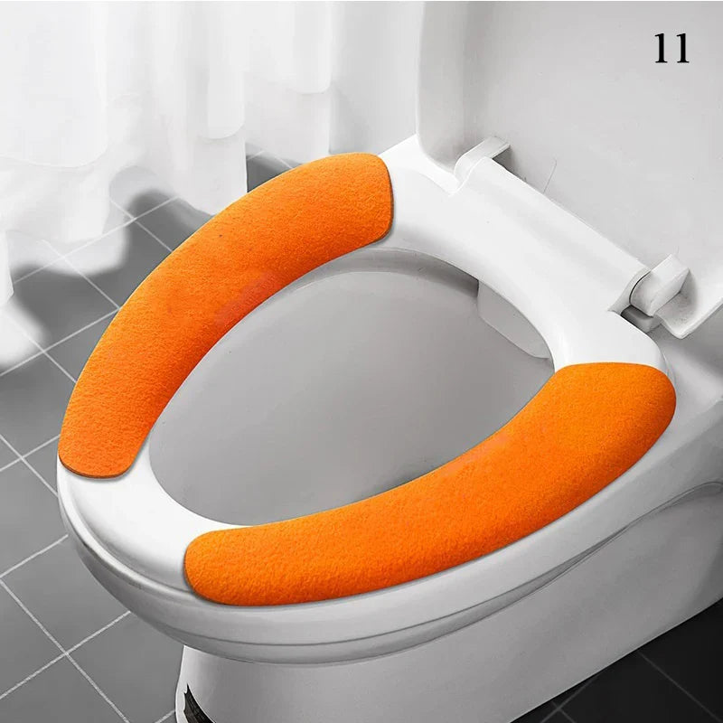 2-Pack Reusable Flannel Toilet Seat Cover Pads – Washable Warm Bathroom Seat Cushion Set