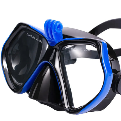 Professional Diving Mask with GoPro Mount - Tempered Glass Swimming Goggles, Dry Snorkel Tube for Underwater Sports - Suitable for Adults and Youth