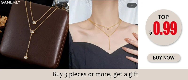 GANEMLY 316L Stainless Steel Water Drop Pendant Necklace – Trendy 18K Gold Plated Women’s Jewelry Gift