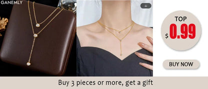 GANEMLY 316L Stainless Steel Water Drop Pendant Necklace – Trendy 18K Gold Plated Women’s Jewelry Gift