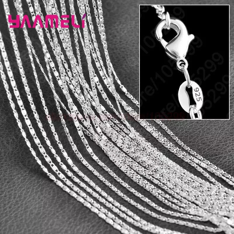 10PCS 925 Sterling Silver Charm Link Chain Necklaces – Smooth Lobster Clasp Jewelry, 16-30 Inch Adjustable