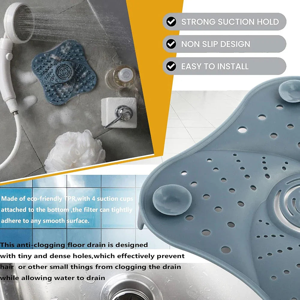 Anti-Blocking Hair Catcher and Stopper Plug - Shower Floor Drain Cover, Sink Strainer Filter for Bathroom and Kitchen Accessories