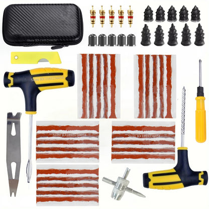 Car Repair Tool Kit – Emergency Tubeless Tire Repair, Glue & Garage Tool Set with Storage Bag