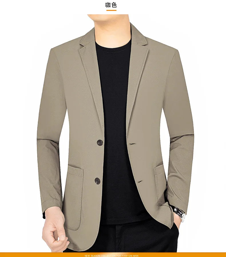 Men’s Summer Thin Blazer Jacket – Breathable, Elastic Sunscreen Coat for Business Casual, 4XL