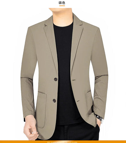 Men’s Summer Thin Blazer Jacket – Breathable, Elastic Sunscreen Coat for Business Casual, 4XL