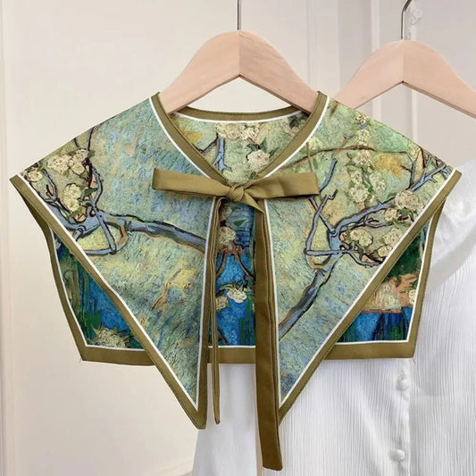 Detachable Fake Collar for Women - Vintage Floral Pattern Half Shirt Necklace Shawl and Shoulder Wrap