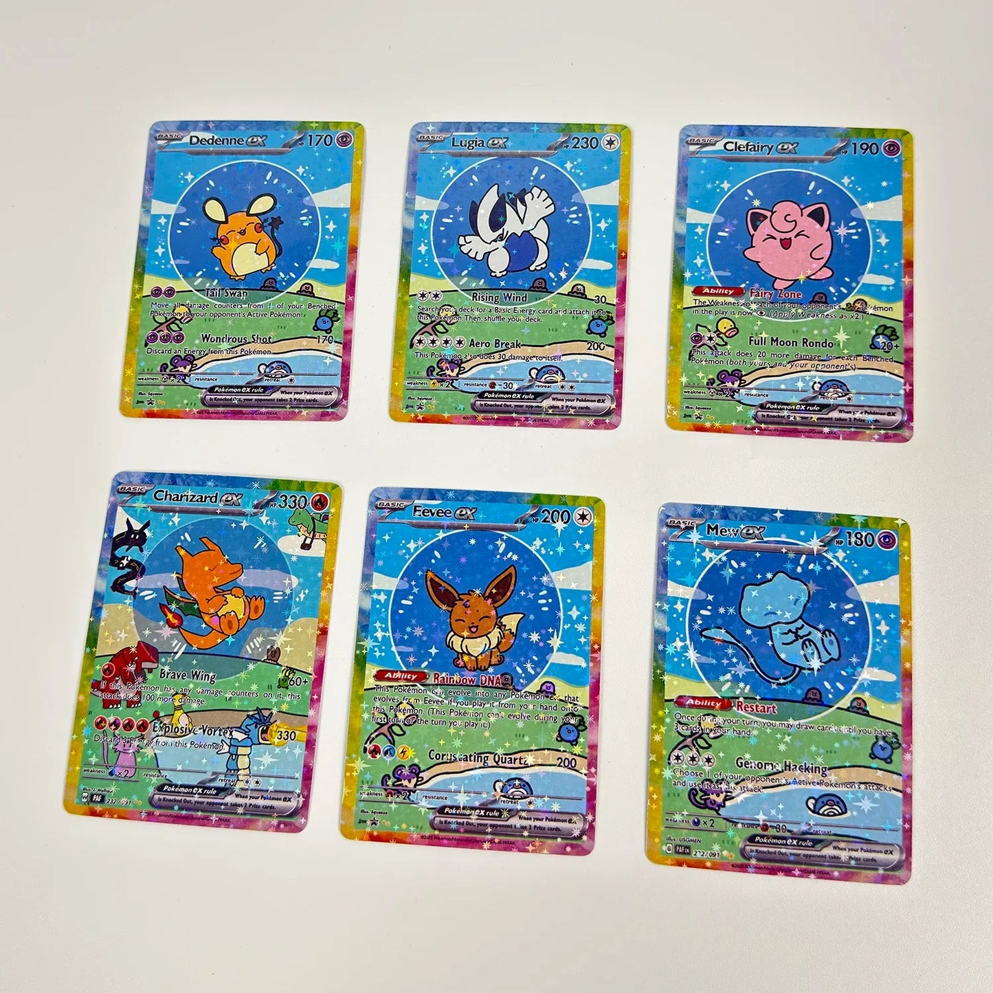 55PCS Holographic Pokémon Cards - Cute Anime DIY Proxy Collection with Eevee & Charizard