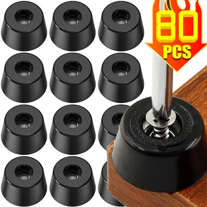 8/80pcs Rubber Furniture Pads - Non-Slip Floor Protectors & Chair Leg Bumper Gaskets for Tables and Cutting Boards