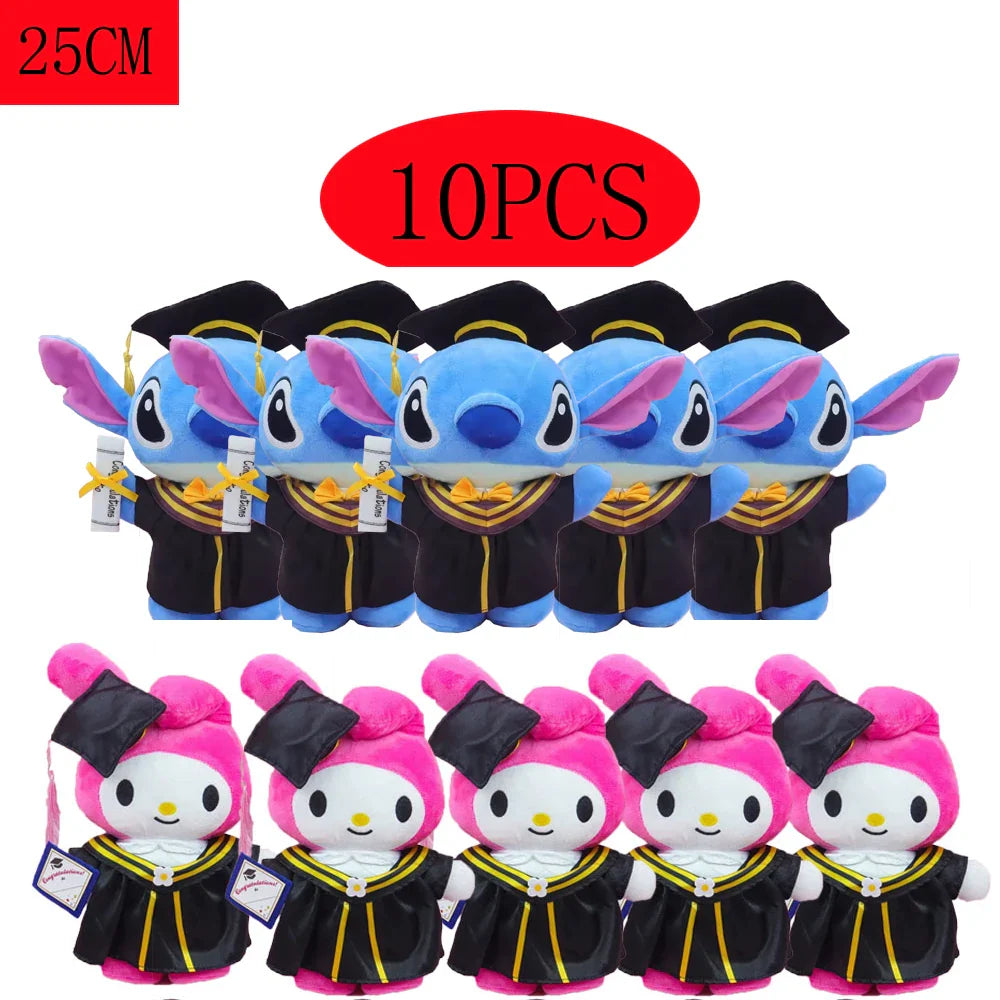 Anime Plush 25cm – Cinnamoroll, My Melody, Kuromi & Hello Kitty Kawaii Soft Stuffed Graduation Doll Gift