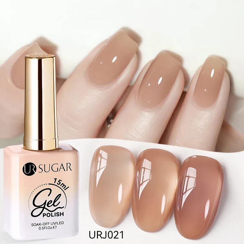 UR SUGAR 15ml Jelly Milky White Gel Polish – Translucent UV Soak Off Nail Art Varnish Semi-Permanent Fashion Nail Color