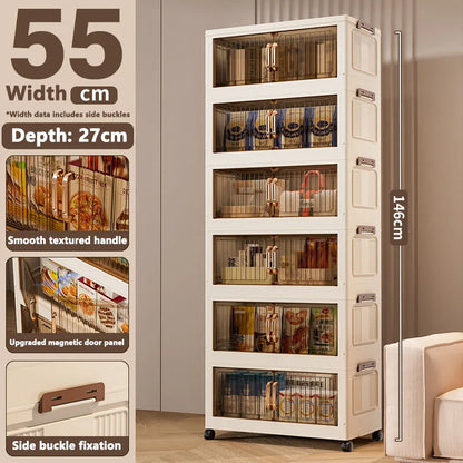 Installation-Free Foldable Storage Cabinet – Plastic Organizer for Kids’ Clothes & Snacks