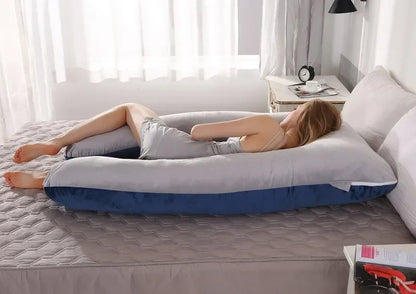 Soft Fleece U-Shaped Pregnancy Pillow – Multi-Function Side & Lumbar Support Cushion for Women