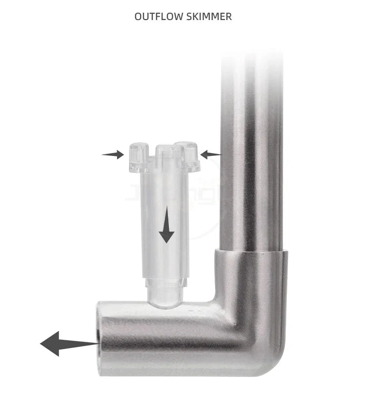 AQUAPRO Mini Stainless Steel Skimmer – Inlet & Outlet Pipes for Aquarium Fish Tanks, Filtro Accessories