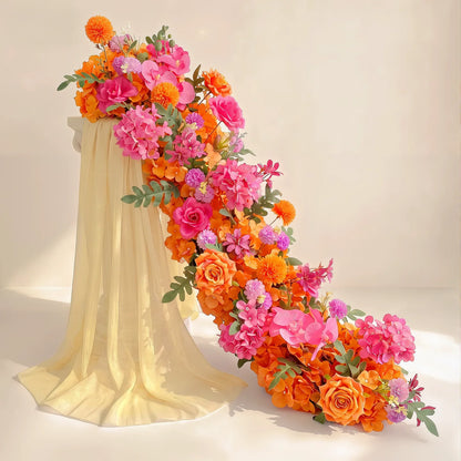Pink Rose Wedding Flower Runner - Silk Floral Backdrop Decor for Tables, Events & Parties