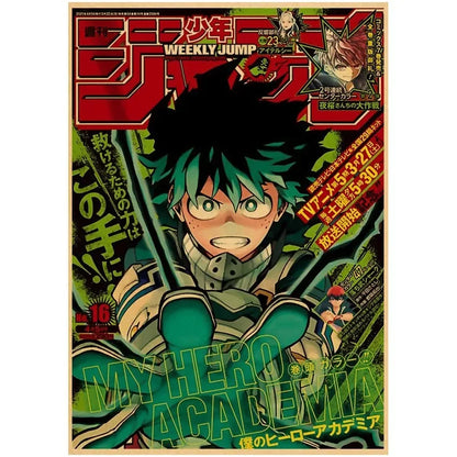 Vintage My Hero Academia Anime Poster – Retro Kraft Style Wall Art for Home Decor, Cartoon Painting & Room Decoration Sticker