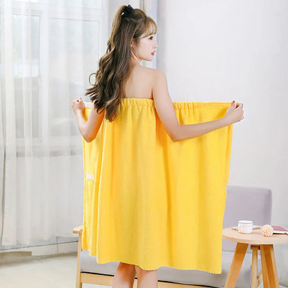 New Coral Velvet Bath Skirt – Soft, Absorbent, Thickened Wearable Bath Towel with Elastic Edge for Women, Quick Dry