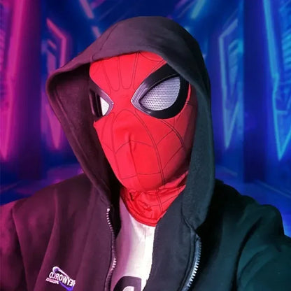 Electronic Spider Man Mask with Moving Eyes - 1:1 Remote Control Cosplay Headgear, Elastic Toy Mask for Adults and Kids