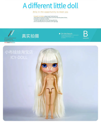 ICY DBS Blythe Doll – 30CM Tan Skin Matte & Glossy Face, Pouting Lips, 19-Joint BJD DIY Costume Doll Gift