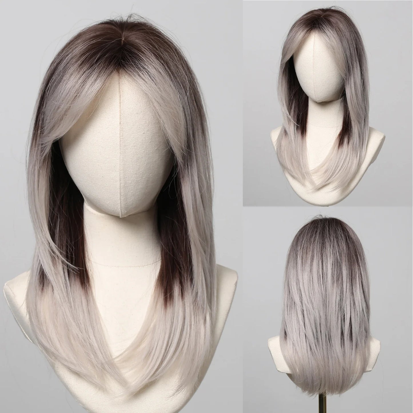 ALAN EATON Blonde Layered Synthetic Wig with Bangs – Long Straight Heat-Resistant Wig for Women & Girls, Natural Daily Hair
