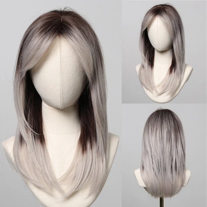 ALAN EATON Blonde Layered Synthetic Wig with Bangs – Long Straight Heat-Resistant Wig for Women & Girls, Natural Daily Hair