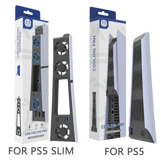 REMANK PS5/PS5 Slim Cooling Fan System – LED Light Cooling for Disc & Digital Console