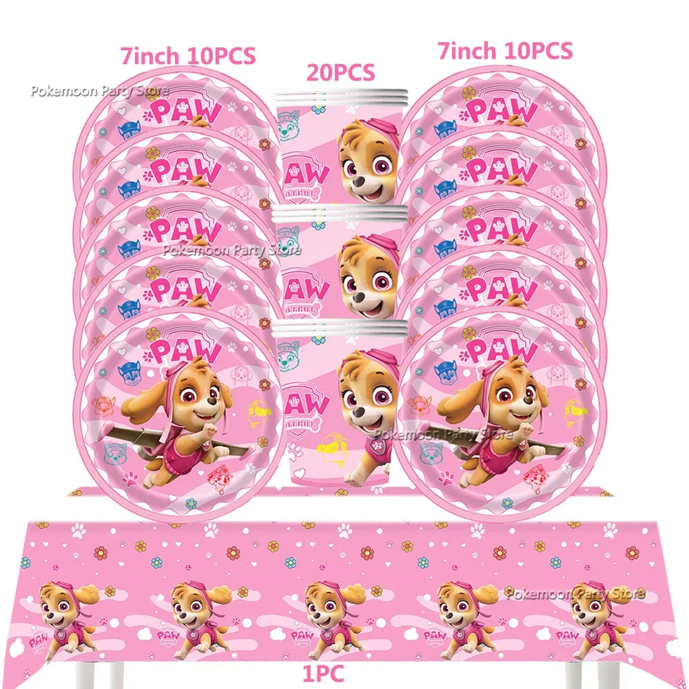 Paw Patrol Kids Birthday Party Supplies Set – Cups, Plates, Napkins, Gift Bags & Cake Toppers Decorations Kit