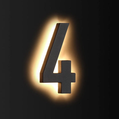 Illuminated Backlit LED House Numbers - Stainless Steel Floating Outdoor Address Sign with Durable Waterproof Finish