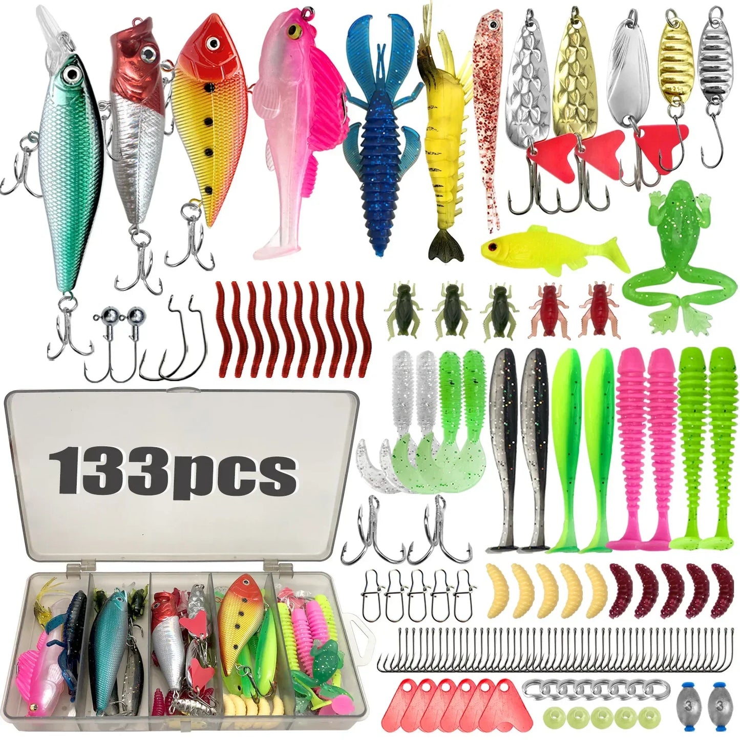 133/83PCS Fishing Lures Kit – Topwater Baits & Tackle Set for Bass, Trout & Salmon Fishing Accessories