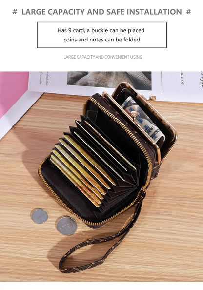 New Women’s Wrist Strap Short Wallet – Large Capacity Flower Design Coin Clip Bag with Multi Card Slots and Money Clip