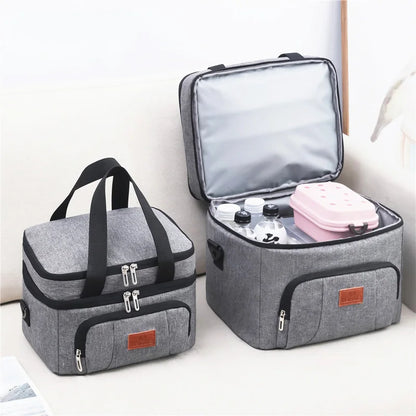 Large Capacity Multifunctional Double Layers Tote Cooler Lunch Bags - Travel Picnic Lunch Box for Women & Men with Shoulder Strap