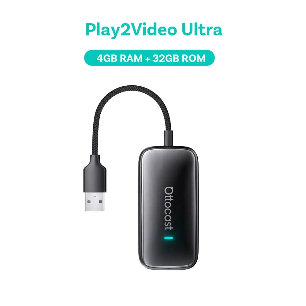 Ottocast Play2Video Pro Car Android AI Box – Wireless CarPlay & Android Auto Adapter, Netflix Ready, Single WiFi Plug & Play