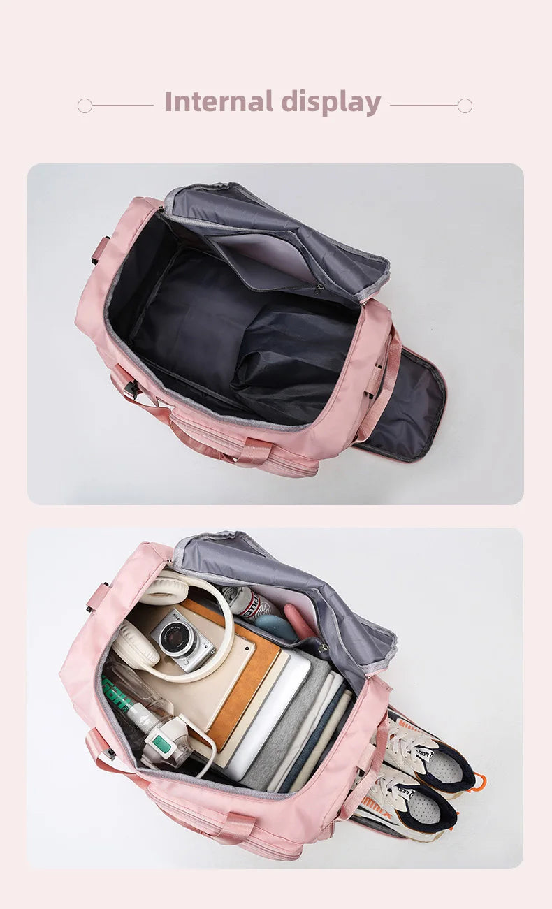 Women’s Sports Gym Bag – Dry & Wet Compartments Shoulder Crossbody Travel Duffel for Swimming, Fitness & Outdoor Use