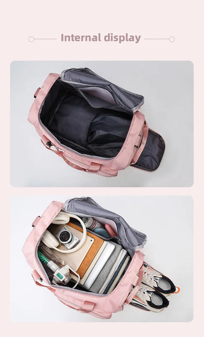 Women’s Sports Gym Bag – Dry & Wet Compartments Shoulder Crossbody Travel Duffel for Swimming, Fitness & Outdoor Use