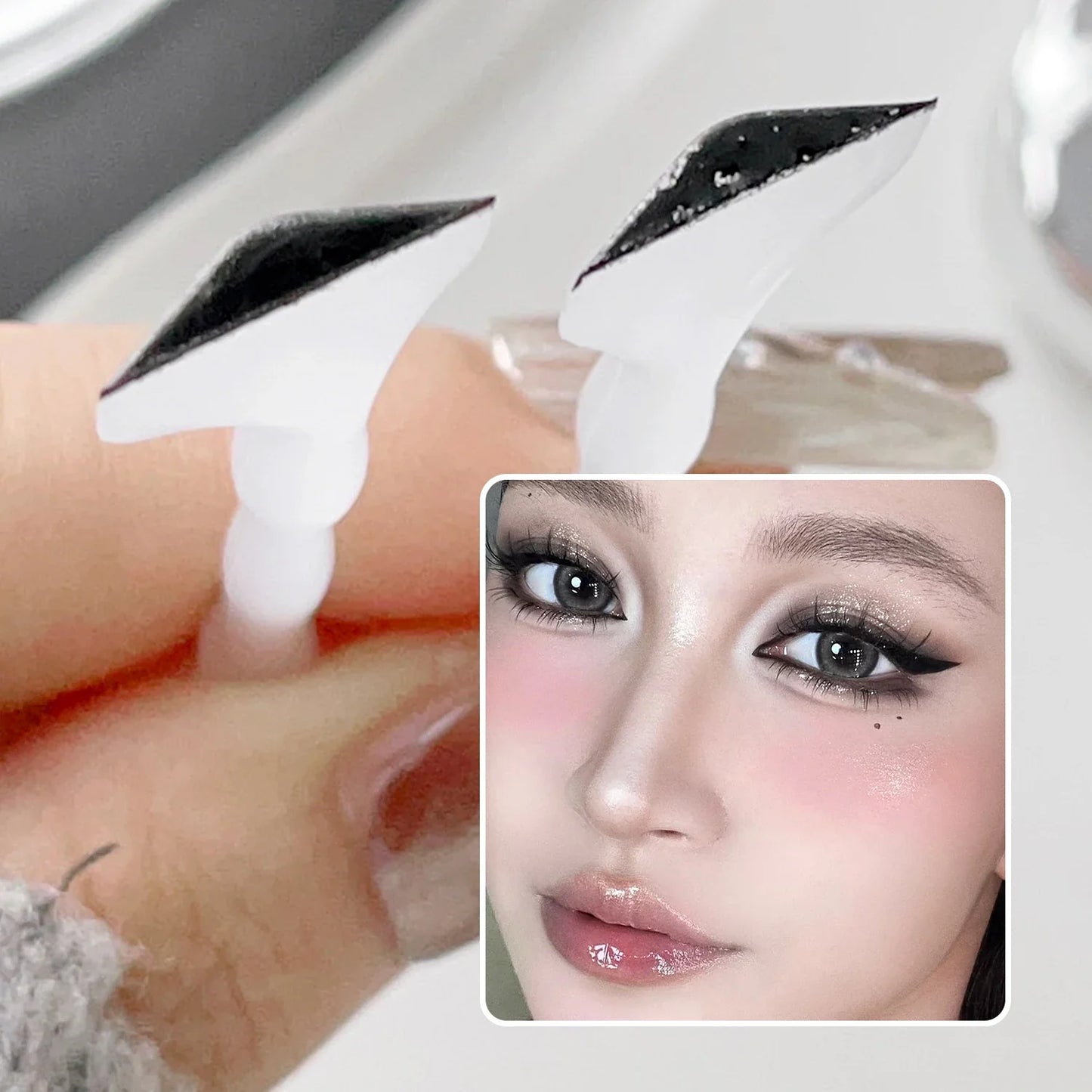 Waterproof Simple Eyeliner Stamp - Long-Lasting Double-Ended Lash Template with Ink, Black Eye Liner for Beginners