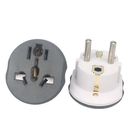 Korea EU Plug Adapter 16A 250V – High-Quality Universal Travel Converter with 2 Round Sockets for AU, US, UK, CN to EU/KR Wall Socket