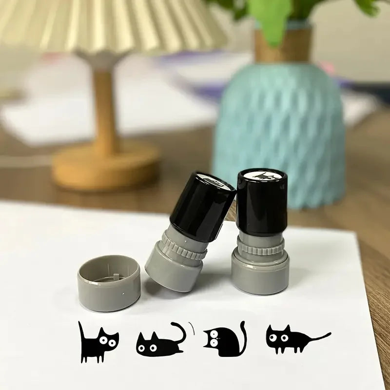 4 Styles Cute Cartoon Stamps | Lovely Black Cat DIY Scrapbooking, Diary & Collage Stationery Decoration