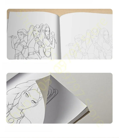 2025 KPop Demon Hunter Coloring Book – Line Drawing Picture Book, Painting Activity for Kids, Birthday Gift