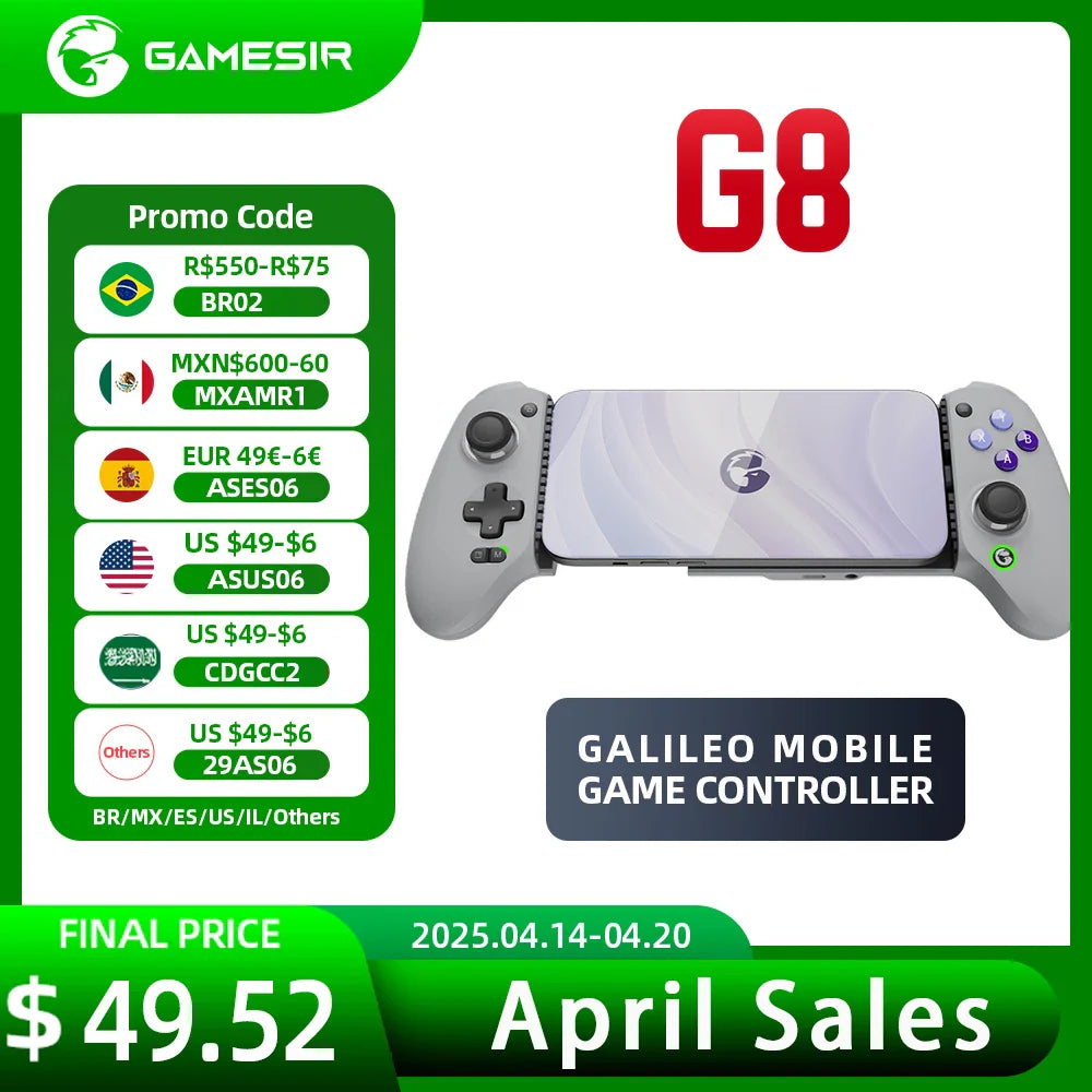 GameSir G8 Galileo Gamepad Controller – Hall Effect Joystick for iPhone 15 & Android Mobile Cloud Gaming