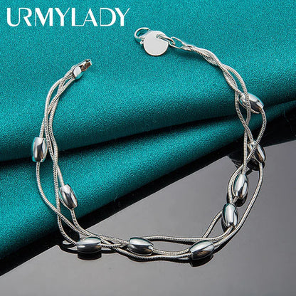 925 Sterling Silver Bracelet — Fashion Design Beaded Chain, High-Quality Jewelry for Women, Ladies, and Wedding Gifts