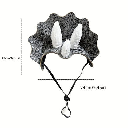 Halloween Dinosaur Dog Hat - Scary Triceratops Costume Headwear for French Bulldogs