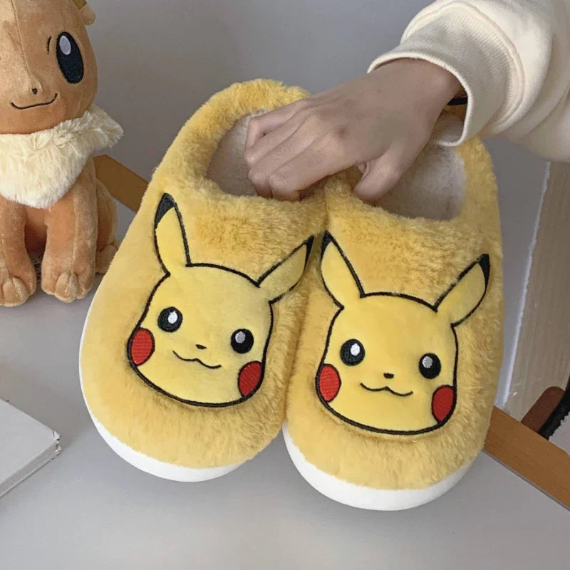 Genuine Pokémon Snorlax Plush Slippers – Warm Autumn & Winter Anime Cotton Footwear for Men & Women
