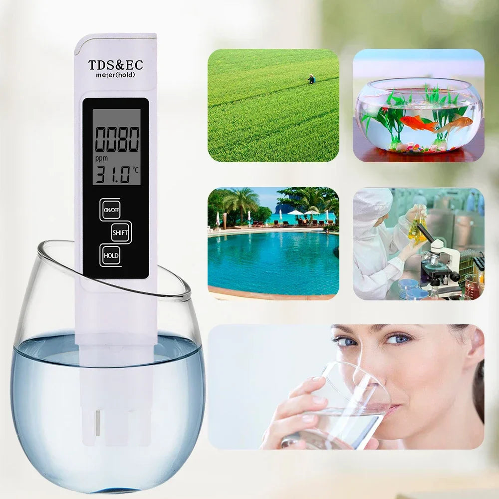 PH & TDS Meter Digital Water Quality Tester - 0-14 PH, 0-9990PPM, LCD Water Purity Analyzer for Aquarium & Filter