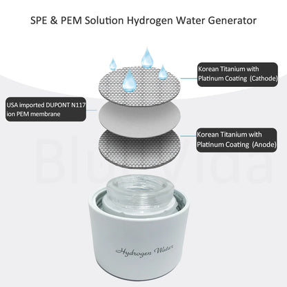 BlueVida SPE&PEM Hydrogen Water Generator - High Concentration, 2 Work Modes & Self-Cleaning, Hydrogen Absorption