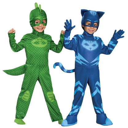 Kids Anime Hero Blue Pajama Costume with Mask – Boys Girls Cosplay Outfit for Halloween, Birthday Party & Dress Up