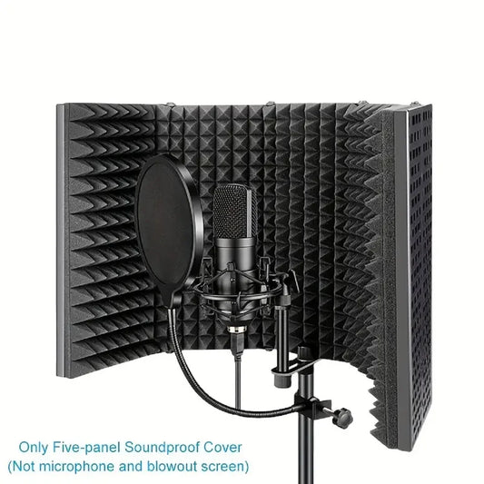 3 or 5-Panel Professional Reflection Filter – Studio Microphone Isolation Shield for Any Condenser Mic