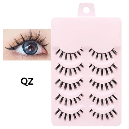 DINGSEN 5 Pairs Manga Style False Eyelashes — Soft, Natural, Long Anime Wispy Strip Lashes for Makeup