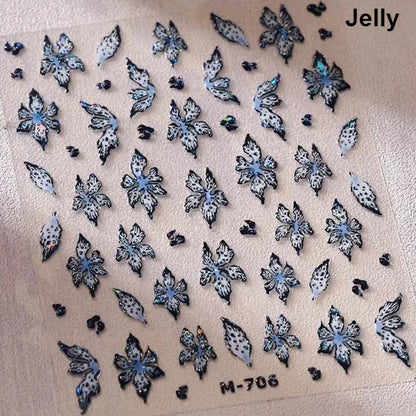 Floral Nail Art Stickers - White Rose Lily Daisy Peony Cherry Blossom & Magnolia Manicure Decals for DIY Nails