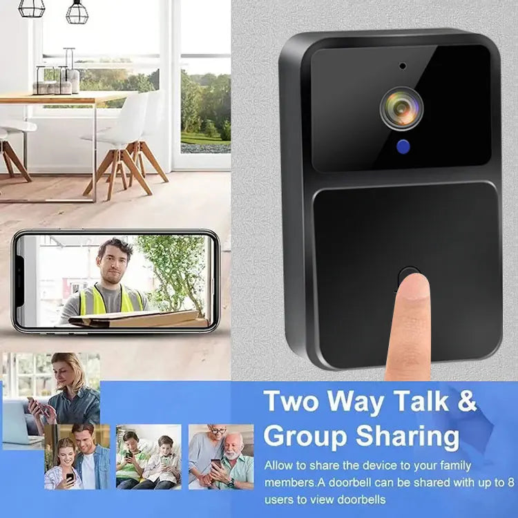 WiFi Video Doorbell Camera – HD Night Vision, Wireless Smart Home Security, Battery-Powered, Two-Way Intercom with Voice Changer