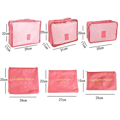 6pcs Travel Storage Bags Set: Portable Luggage Organizers for Suitcase Packing - Clothes, Shoes, Foldable Cases